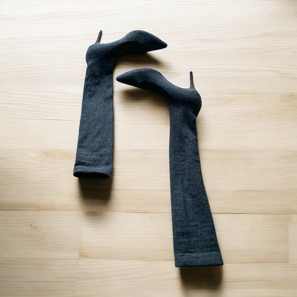 ZARA Grey Knee High Sock boots - Picture 3 of 7